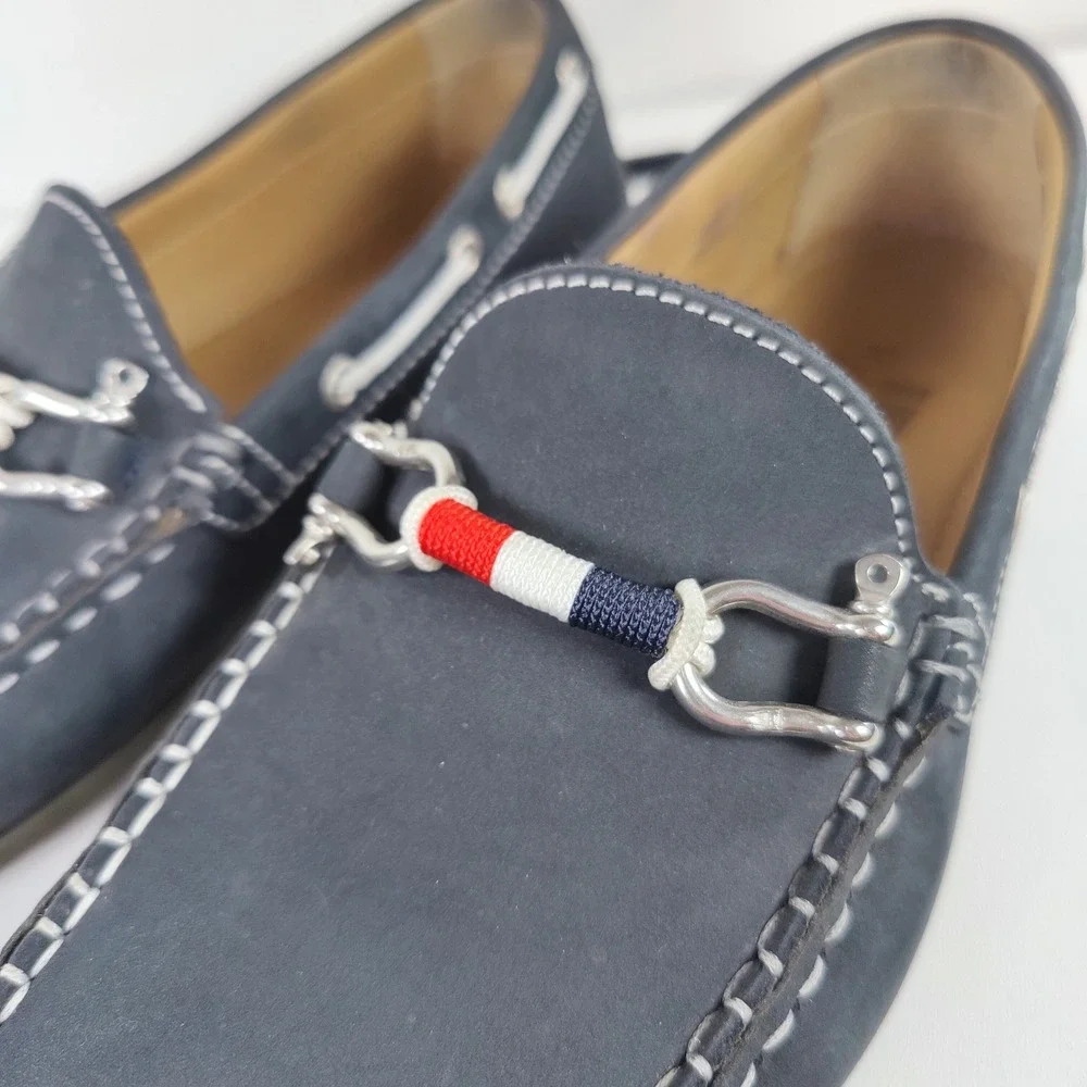 Riomar Waterman Navy Leather Boat Shoes Driving Loafers Coastal Mens 9 EU 42